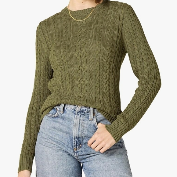 Olive Cable Knit Sweater - Picture 1 of 3